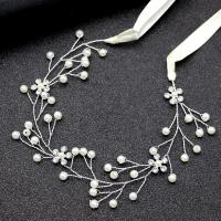 Headband, Zinc Alloy, with Plastic Pearl, fashion jewelry & for woman & with rhinestone 300mm 