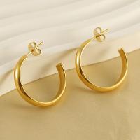 Boucles d'oreilles en acier titane, Plaqué or 18K, bijoux de mode & pour femme, doré, 23mm, Vendu par paire