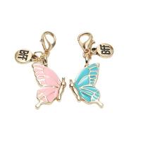 Zinc Alloy Key Clasp, Butterfly, plated, 2 pieces & DIY & enamel 