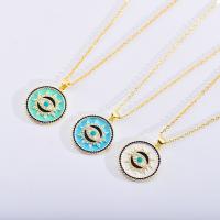 Collier Evil Eye bijoux, laiton, Mauvais œil, Placage de couleur d'or, chaîne ovale & pavé de micro zircon & pour femme & émail, plus de couleurs à choisir Environ 17.7 pouce, Vendu par PC