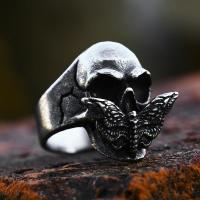 Anillo de dedo de acero Titanium de, Partículas de acero, Calavera, pulido, Vintage & diverso tamaño para la opción & para hombre, tamaño:7-13, Vendido por UD