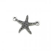 Animal Zinc Alloy Connector, Starfish, antique silver color plated, vintage & DIY & 1/1 loop Approx 