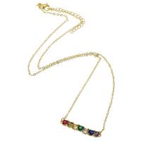 Cúbicos circón Collar de latón Micro pavimenta, metal, chapado en color dorado, Joyería & micro arcilla de zirconia cúbica & para mujer, 32*5*5mm,1.5mm, longitud:aproximado 21 Inch, Vendido por UD