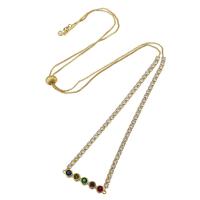 Cúbicos circón Collar de latón Micro pavimenta, metal, chapado en color dorado, Joyería & micro arcilla de zirconia cúbica & para mujer, 32*5*4mm,3mm, longitud:aproximado 26 Inch, Vendido por UD