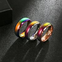 Anillo de dedo de acero Titanium de, Partículas de acero, diverso tamaño para la opción & para hombre & esmalte de humor, más colores para la opción, 6x2mm, Vendido por UD