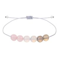 Pulsera de Piedras Preciosas, Cordón de cera, con Piedras preciosas, Esférico, ajustable & para mujer, longitud:aproximado 15-30 cm, Vendido por UD