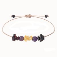 Gemstone Bracelets, Wax Cord, with Gemstone, 12 Signs of the Zodiac, adjustable & for woman Approx 15-30 cm 