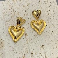 pendiente de gota colgando de latón, metal, Corazón, 18K chapado en oro, Joyería & para mujer, dorado, 28mm, Vendido por Par