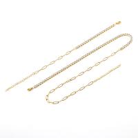 Bijoux strass en acier inoxydable Set, Acier inoxydable 304, avec 1.97inch chaînes de rallonge, Plaqué or 18K, styles différents pour le choix & pour femme & avec strass, doré Environ 6.3 pouce, Environ 17.72 pouce, Vendu par PC