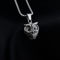 Collier de bijoux de titane, Acier titane, hibou, longueur différente pour le choix & styles différents pour le choix, argent, Vendu par PC