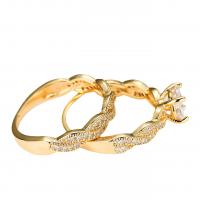 Rhinestone Brass Finger Ring, gold color plated & for woman & with rhinestone, 22mm, US Ring 