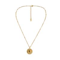 Collier de bijoux de titane, Acier titane, avec 2.36inch chaînes de rallonge, 12 Signes du Zodiaque, Plaqué d'or, Gaufré & modèles différents pour le choix & pour femme Environ 17.7 pouce, Vendu par PC