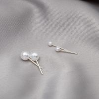 Boucle d'oreille en alliage de zinc en plastique perle, perle de plastique, bijoux de mode & normes différentes pour le choix & pour femme, blanc, Vendu par paire