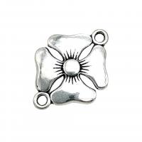 Flower Zinc Alloy Connector, antique silver color plated, vintage & DIY & 1/1 loop Approx 