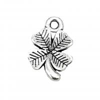 Zinc Alloy Clover Pendant, Four Leaf Clover, antique silver color plated, vintage & DIY Approx 