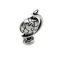 Zinc Alloy Jewelry Pendants, Globe, antique silver color plated, vintage & DIY Approx 