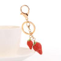 bijoux de porte-clés en Alliage de zinc, fraise, unisexe, rouge, 11cm,8cm, Vendu par PC