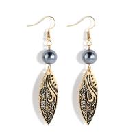 South Sea Shell Drop Earrings, Zinc Alloy, with Shell Pearl, fashion jewelry & for woman & enamel 