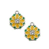 Zinc Alloy Enamel Pendants, Flower, Vacuum Ion Plating, DIY, platinum color Approx 