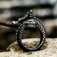 Anillo de dedo de acero Titanium de, Partículas de acero, Dragón, pulido, Vintage & diverso tamaño para la opción & para hombre, tamaño:7-13, Vendido por UD