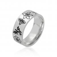 Edelstahl Fingerring, 304 Edelstahl, Blume, Vakuum-Ionen-Beschichtung, verschiedene Größen vorhanden & für Frau, keine, 8x2mm, Größe:7-9, verkauft von PC