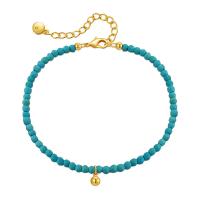 pulsera de aleación de cinc de turquesa, con aleación de zinc, con 6cm extender cadena, Esférico, chapado en color dorado, para mujer, longitud:16.5 cm, Vendido por UD