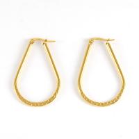 Stainless Steel Hoop Earring, 304 Stainless Steel, Teardrop, Vacuum Ion Plating, for woman, golden 