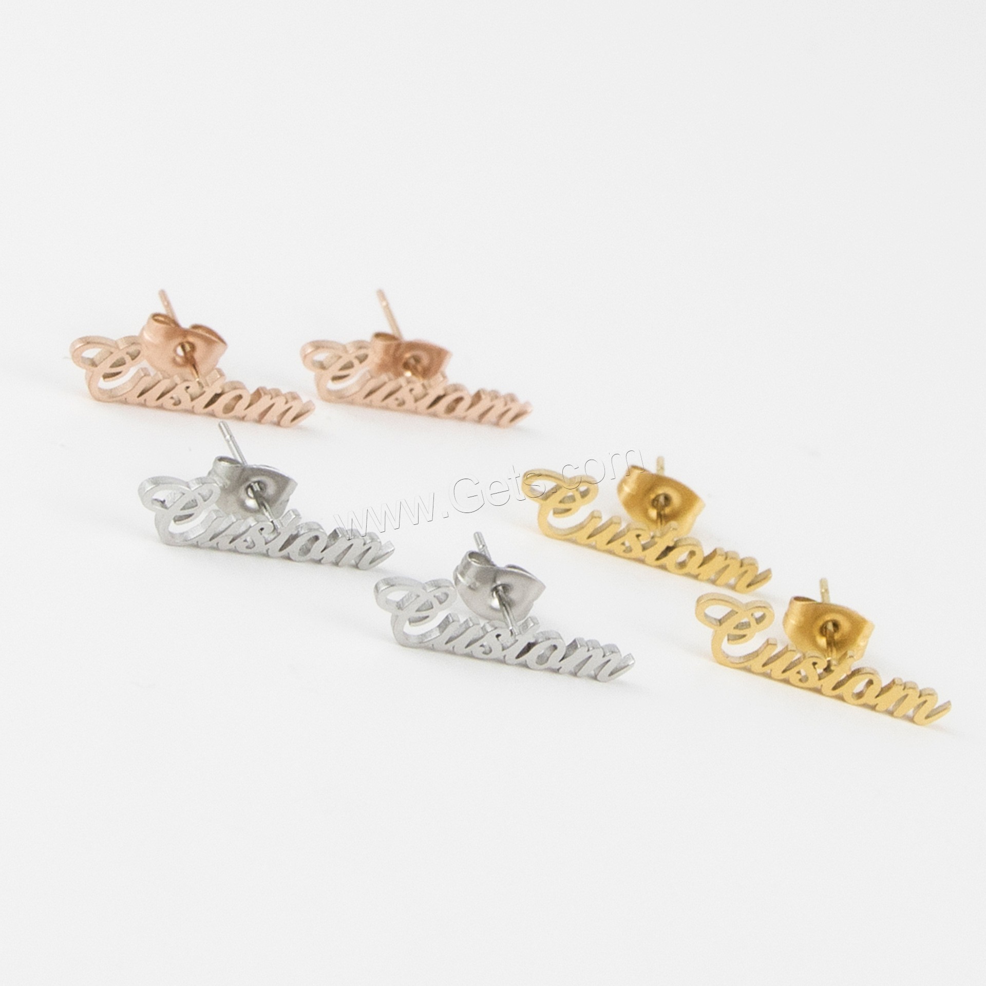 acero inoxidable 304 Arito, 18K chapado en oro, Cada texto personalizado debe tener menos de 10 letras & Joyería & para mujer, más colores para la opción, 7.5mm, Vendido por Par