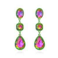 Glass Zinc Alloy Earring, with Glass Rhinestone, fashion jewelry & for woman 