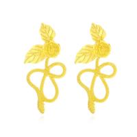 Pendientes de Perno de Aleación de Zinc, chapado en color dorado, Joyería & para mujer, dorado, 58x27mm, Vendido por Par