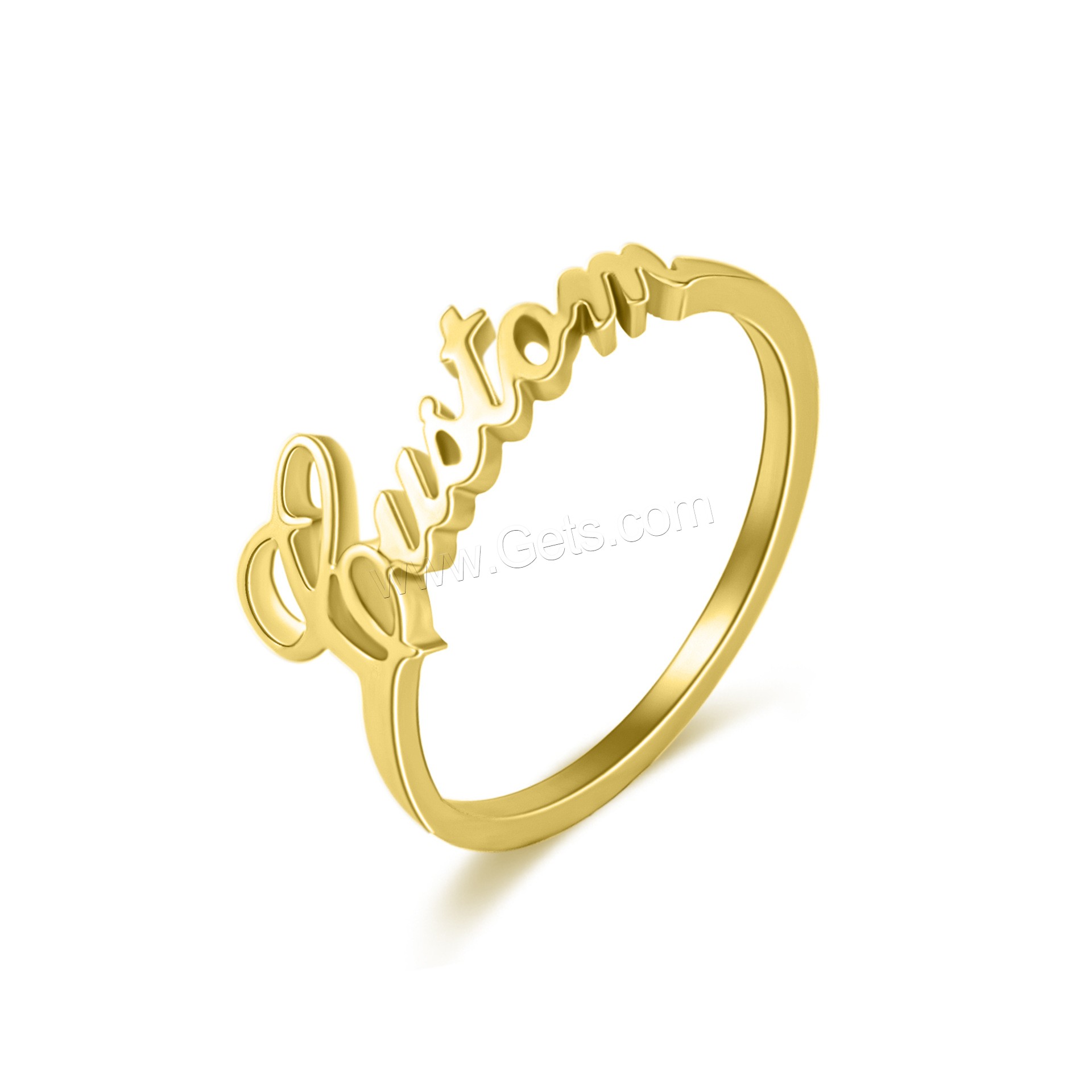 acero inoxidable 304 anillo, 18K chapado en oro, Cada texto personalizado debe tener menos de 10 letras & Joyería & unisexo & diverso tamaño para la opción, más colores para la opción, Vendido por UD