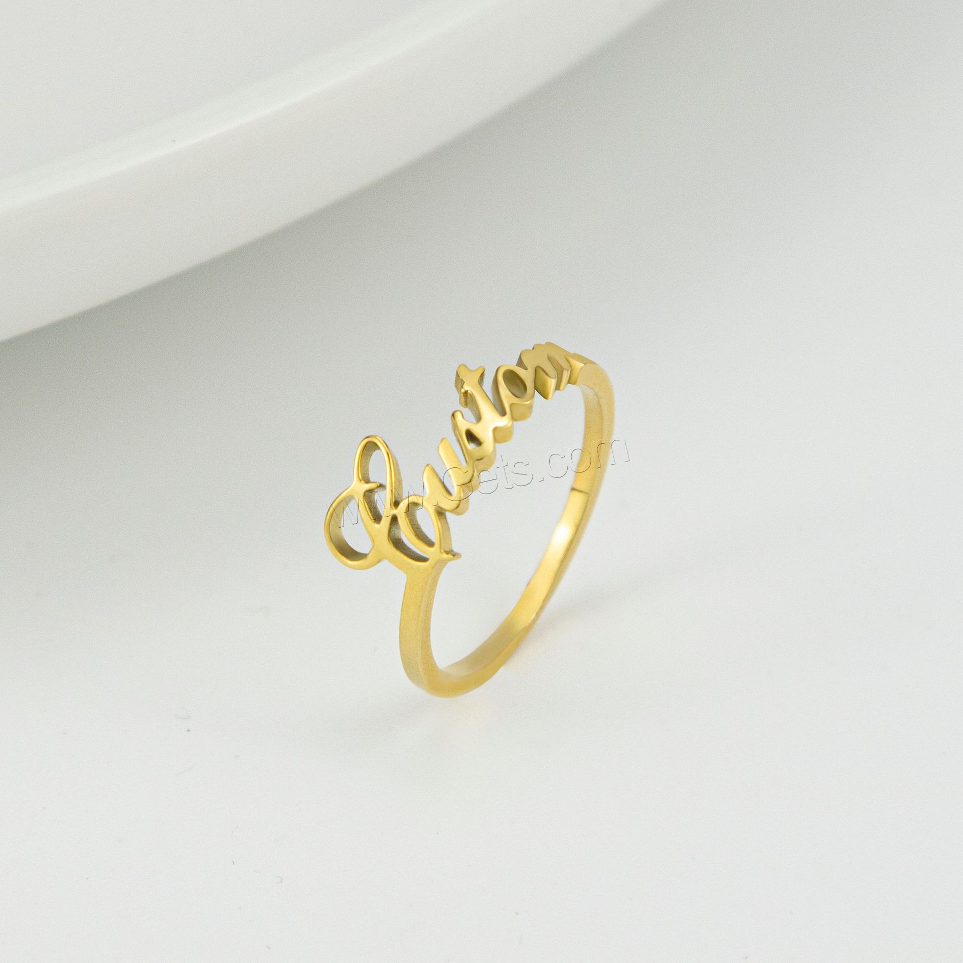 acero inoxidable 304 anillo, 18K chapado en oro, Cada texto personalizado debe tener menos de 10 letras & Joyería & unisexo & diverso tamaño para la opción, más colores para la opción, Vendido por UD