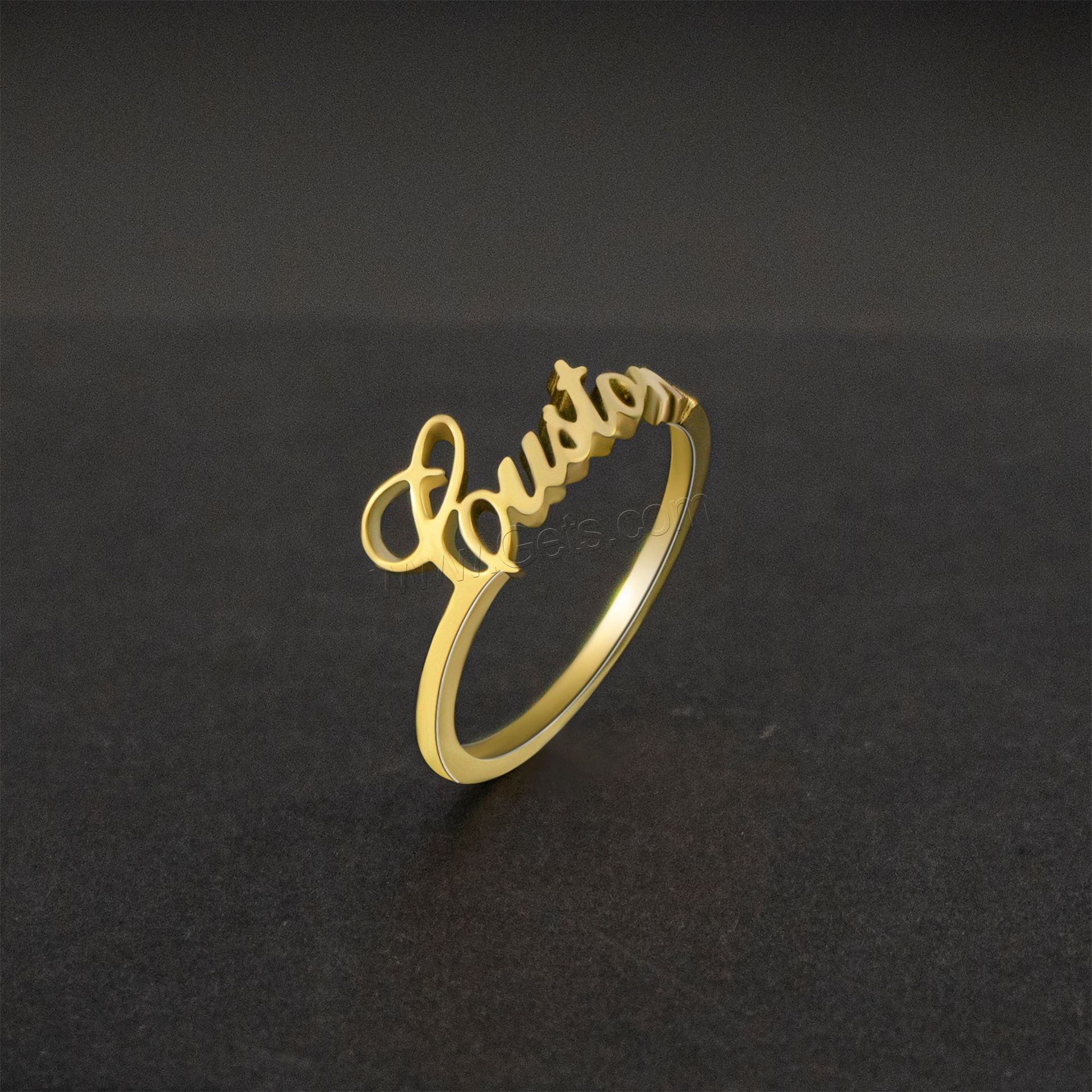 acero inoxidable 304 anillo, 18K chapado en oro, Cada texto personalizado debe tener menos de 10 letras & Joyería & unisexo & diverso tamaño para la opción, más colores para la opción, Vendido por UD