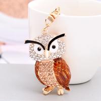 Zinc Alloy Key Clasp, Owl, Unisex & with rhinestone 11cm,5*2.9cm 