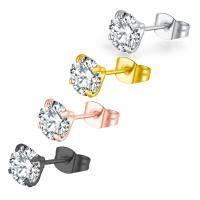 Stainless Steel Cubic Zirconia Stud Earring, 304 Stainless Steel & micro pave cubic zirconia 