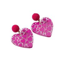 Acrylic Drop Earring, with Seedbead & Zinc Alloy, Heart, fashion jewelry & for woman 