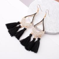 Fashion Tassel Earring, Zinc Alloy, with Nylon, stoving varnish, fashion jewelry & for woman & with rhinestone 25*49mm,95mm 