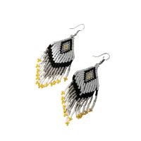 Fashion Fringe Earrings, Glass Beads, with Zinc Alloy, silver color plated, Bohemian style & for woman 