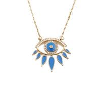 Collier Evil Eye bijoux, laiton, avec 5cm chaînes de rallonge, Mauvais œil, Placage, pavé de micro zircon & émail, plus de couleurs à choisir m, Vendu par PC