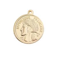 Brass Jewelry Pendants, Flat Round, 14K gold plated, DIY 