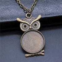 Zinc Alloy Pendant Cabochon Setting, Owl, plated, vintage & DIY 20mm 