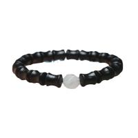 Wrist Mala, Black Sandalwood, with Jade, Bamboo, folk style & Unisex Approx 7.5 Inch 