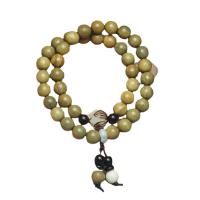 Wrist Mala, Green Sandalwood, Double Layer & folk style & Unisex, 8mm, 11mm Approx 6 Inch 