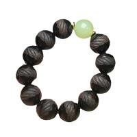 Wrist Mala, Black Sandalwood, with Night-Light Stone, folk style & Unisex, 20mm Approx 9.4 Inch 