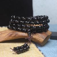 Wrist Mala, Black Sandalwood, Bamboo, multilayer & folk style & Unisex 