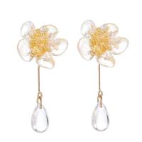 Resin Zinc Alloy Earring, with Resin, gold color plated, fashion jewelry & for woman 