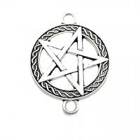 Hollow Zinc Alloy Connector, pentagram, antique silver color plated, vintage & DIY & 1/1 loop Approx 