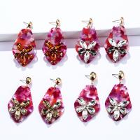 Acrylic Drop Earring, with Zinc Alloy, fashion jewelry & for woman & with rhinestone 