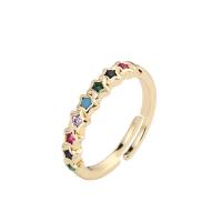 Anneau de cuivre de Zircon, laiton, Placage de couleur d'or, Forme différente pour le choix & pavé de micro zircon & pour femme & émail, plus de couleurs à choisir, Diamètre inté Environ 17mm, Vendu par PC