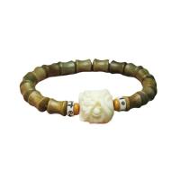 Wrist Mala, Green Sandalwood, Lion, folk style & Unisex Approx 6.3 Inch 